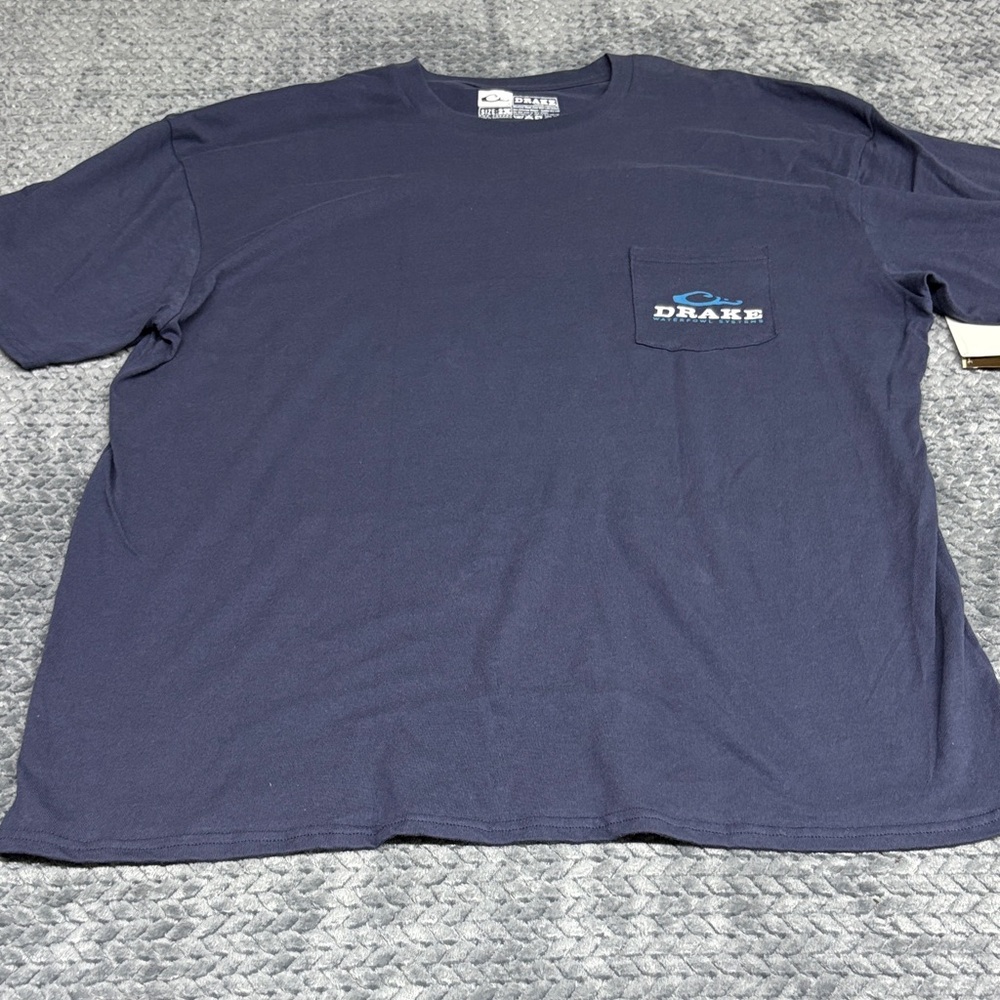 Drake Navy Short Sleeve Pocket Tee with Wave Logo